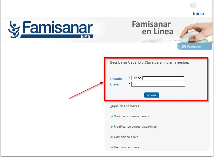 Ingresar para solicitar citas Famisanar en linea