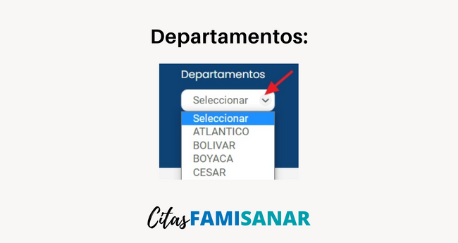 Seleccionar departamentos en el directorio médico de famisanar en linea